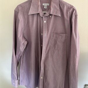 Van Heusen Men's Red White and Blue Checkered Button Down Shirt